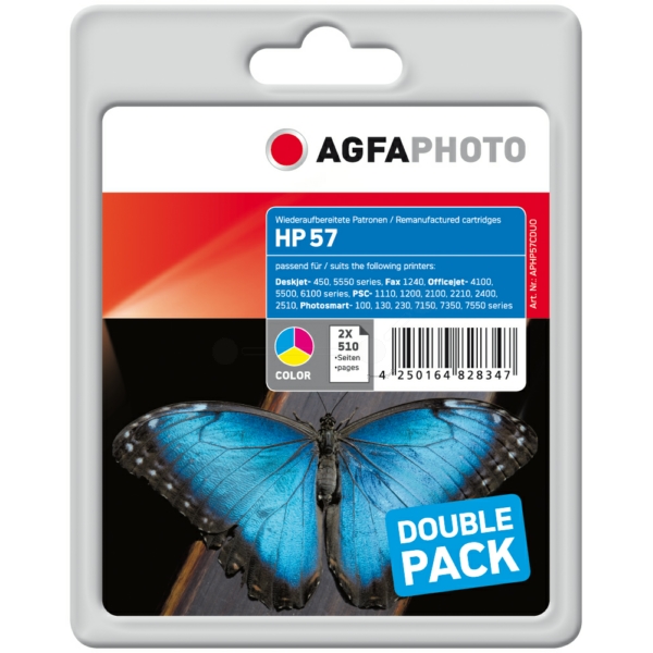 Druckkopfpatrone color / AgfaPhoto - APHP57CDUO ersetzt C9503AE / 57 - Doppelpack